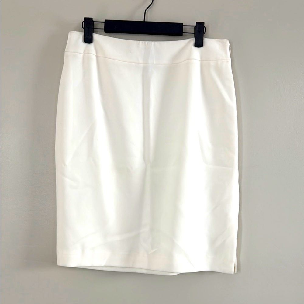 Ann Taylor Women's Lined Skirt Side Zip Side Slit Size 10 Cream